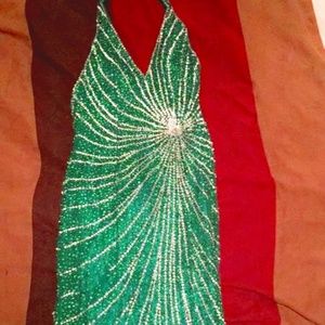 Green Sequin Prom Dress